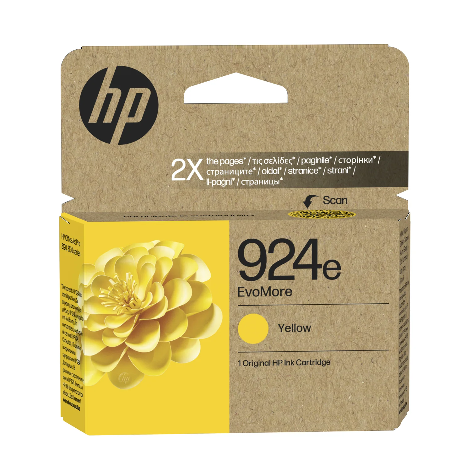Tinteiro HP 924e EvoMore Amarelo Original Rendimento Alto (XL) 800 Páginas