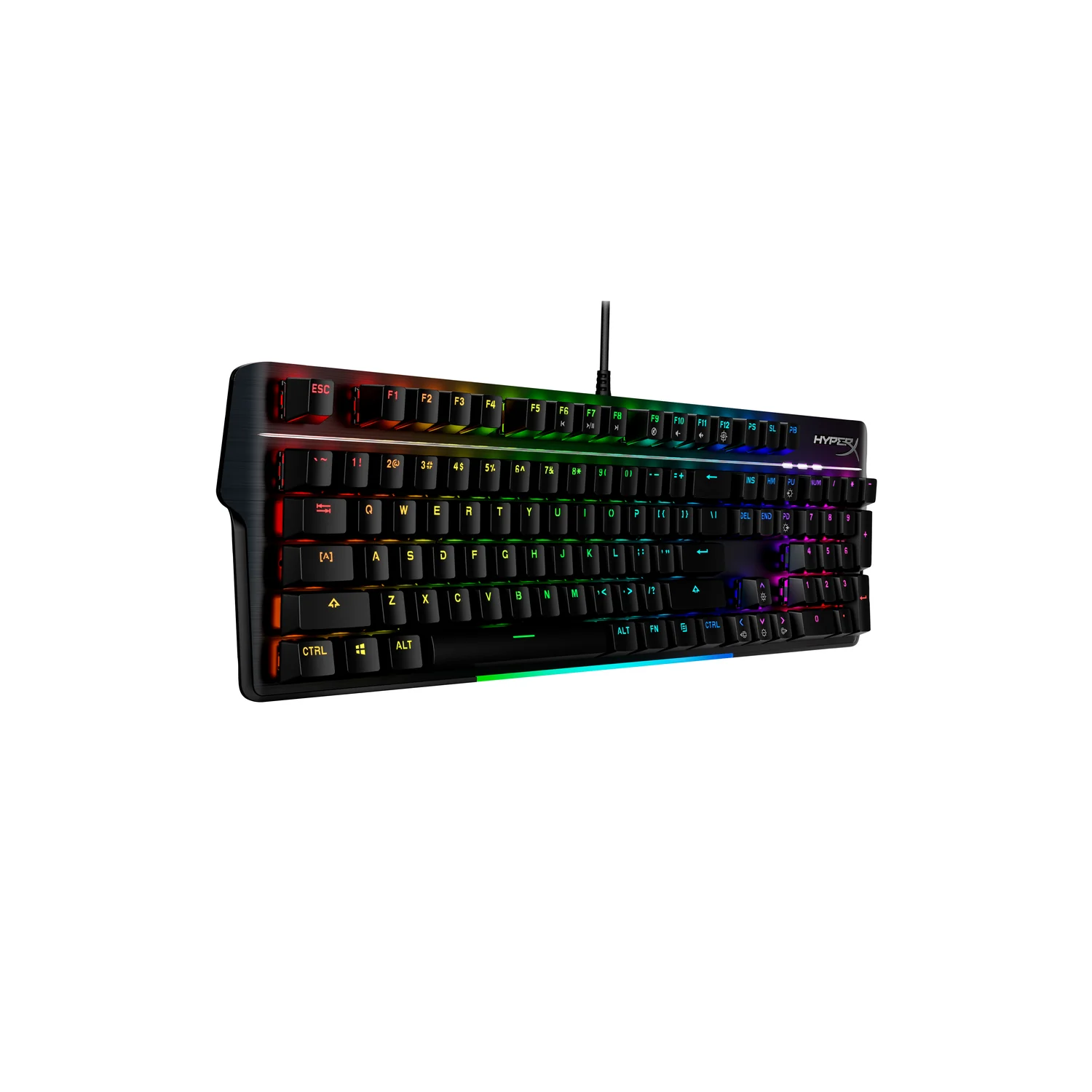 Teclado Mecânico HyperX Alloy MKW100 Switches Tesoro Slim Red RGB Alumínio Full Size com Descanso de Pulso Preto - Imagem 2