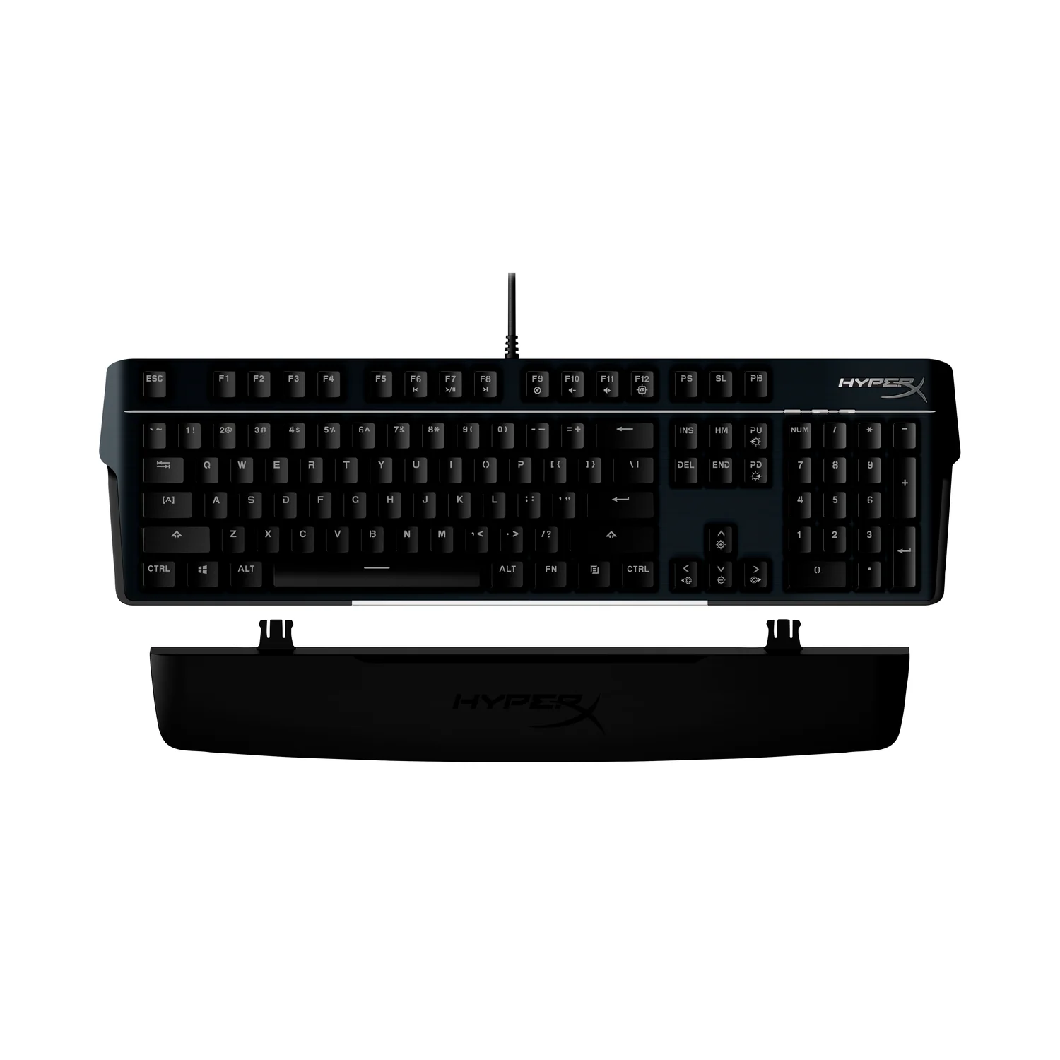 Teclado Mecânico HyperX Alloy MKW100 Switches Tesoro Slim Red RGB Alumínio Full Size com Descanso de Pulso Preto - Imagem 3