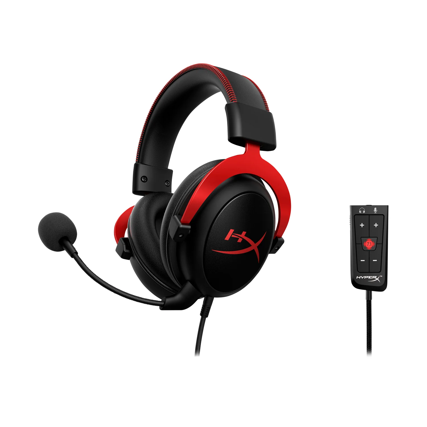 Auscultadores gaming HyperX Cloud II 7.1 surround com fios USB preto/vermelho - Imagem 2