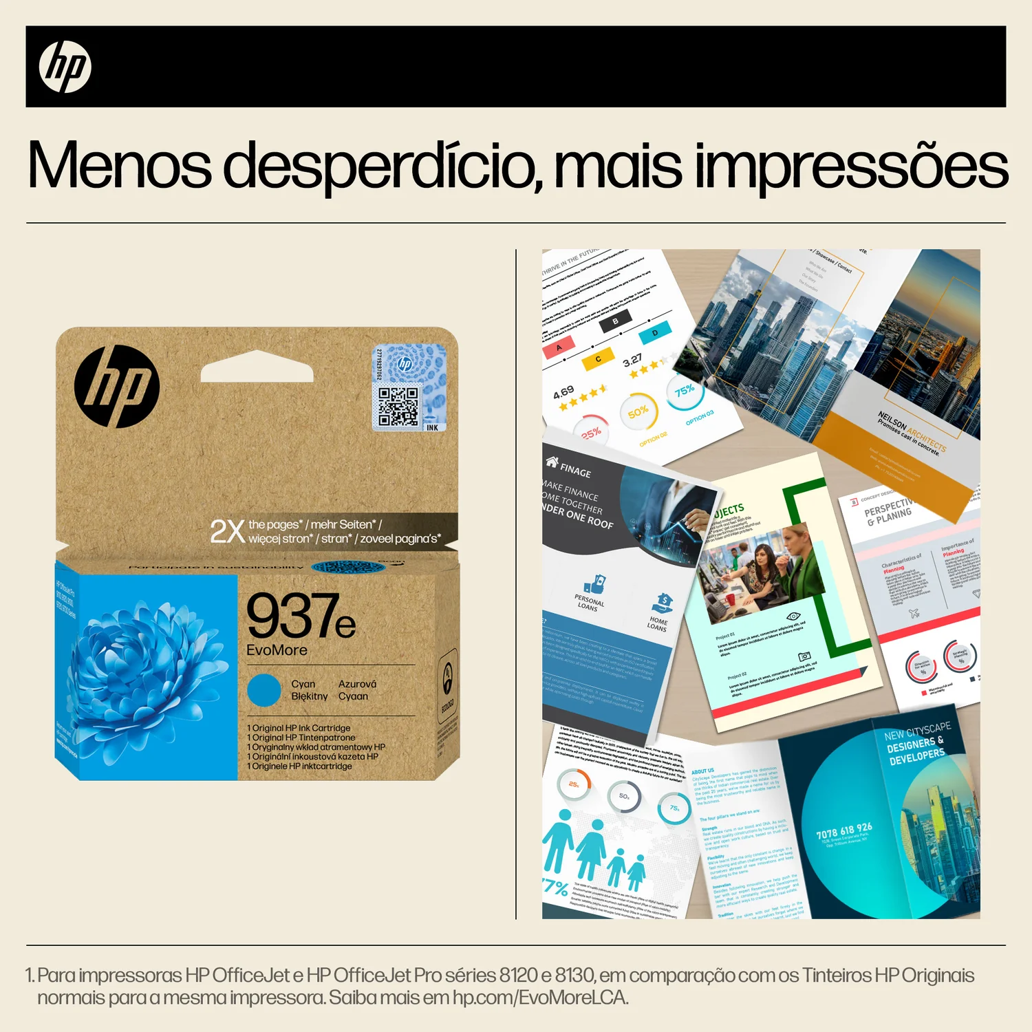 Tinteiro Original HP 937e EvoMore Ciano de Alto Rendimento (XL) 1650 Páginas - Imagem 4