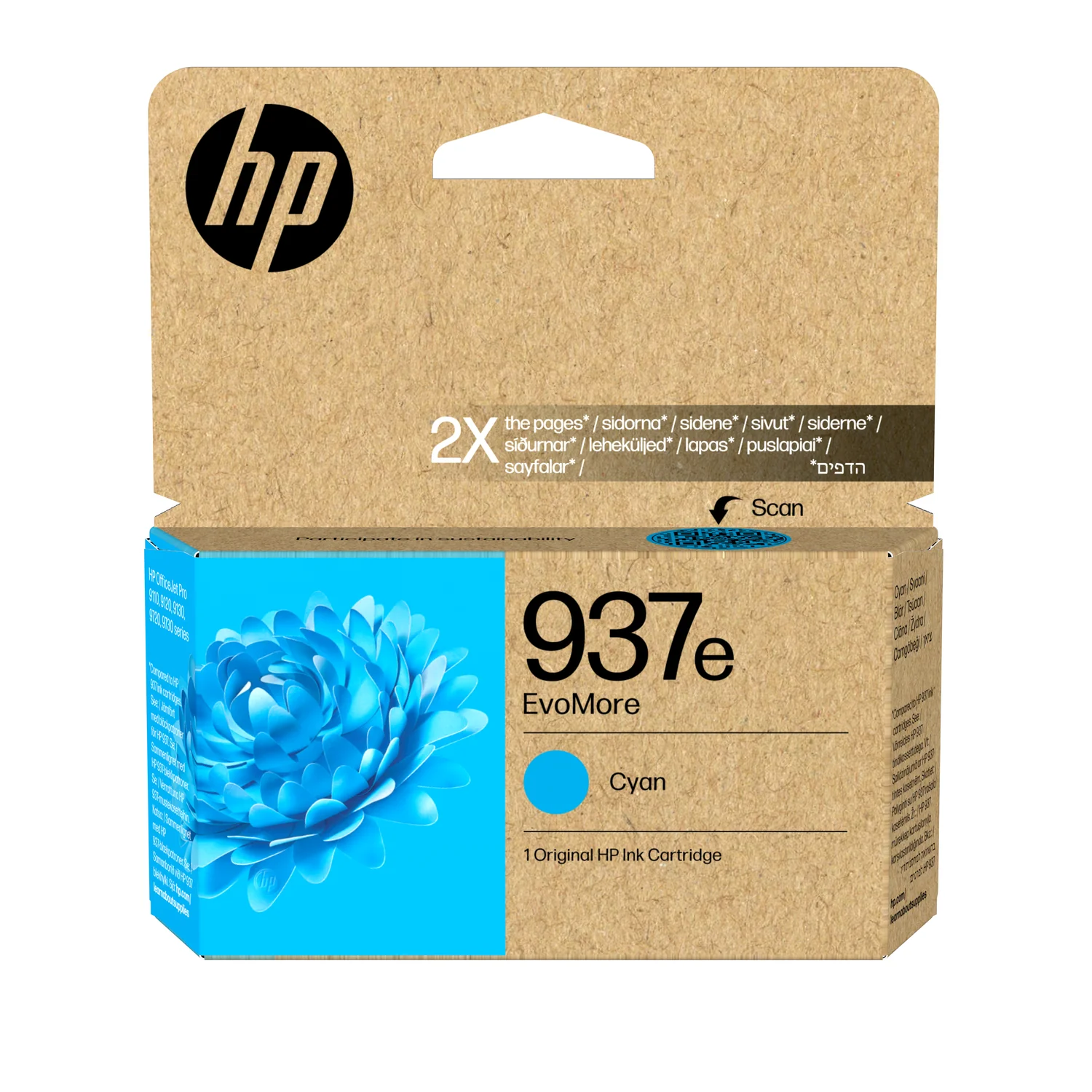 Tinteiro Original HP 937e EvoMore Ciano de Alto Rendimento (XL) 1650 Páginas
