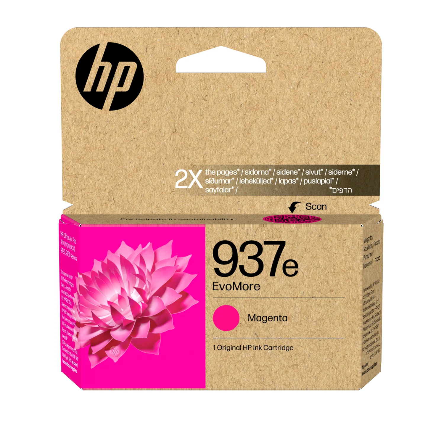 Tinteiro HP 937e EvoMore Magenta Original de Alto Rendimento (XL) 1650 Páginas