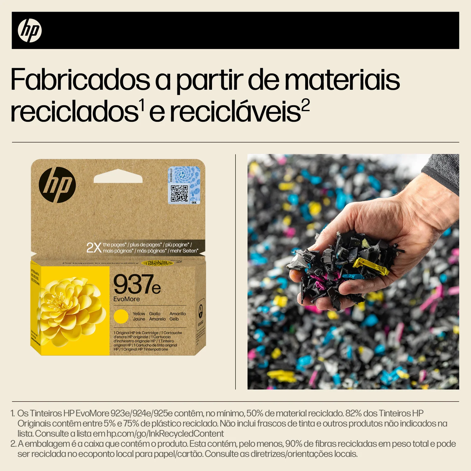 Tinteiro Original HP 937e EvoMore Amarelo XL 1650 Páginas Alto Rendimento Sustentável - Imagem 2