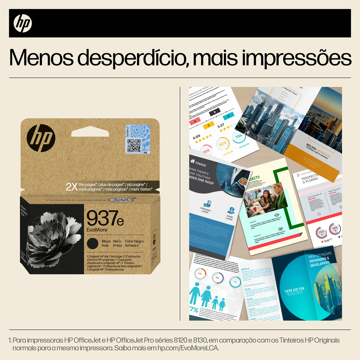 Tinteiro Original HP 937e EvoMore Preto XL 2500 Páginas Alto Rendimento Sustentável - Imagem 3