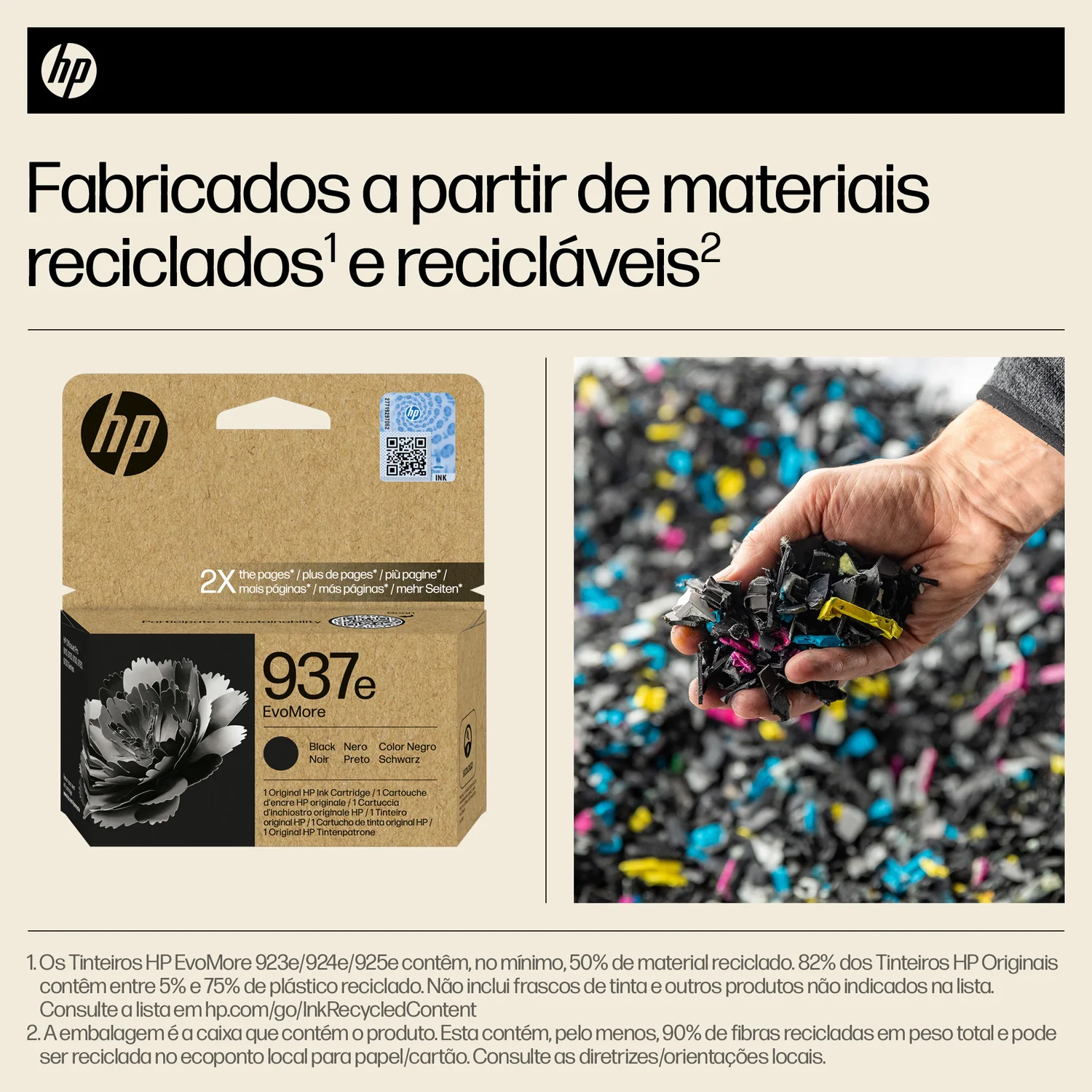 Tinteiro Original HP 937e EvoMore Preto XL 2500 Páginas Alto Rendimento Sustentável - Imagem 2