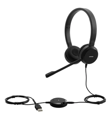Auscultadores Lenovo Pro Wired Stereo VOIP Headset USB e 3.5 mm Preto - Imagem 4