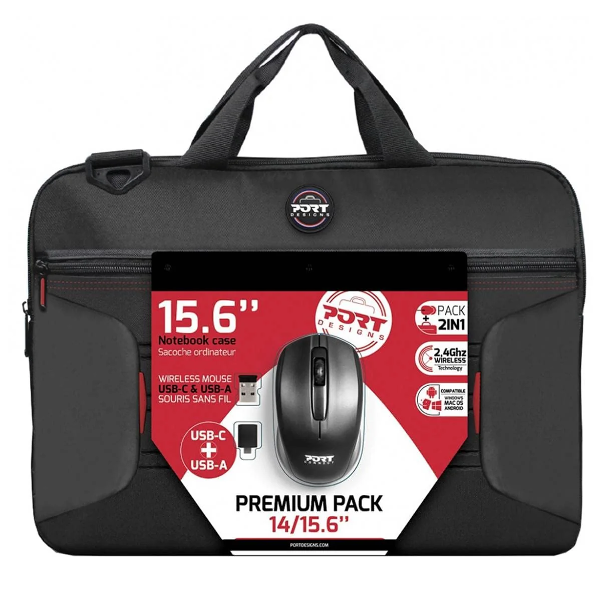 Pack Mala para Portátil 14"/15.6" + Rato Wireless Port Designs Premium Bundle - Imagem 1