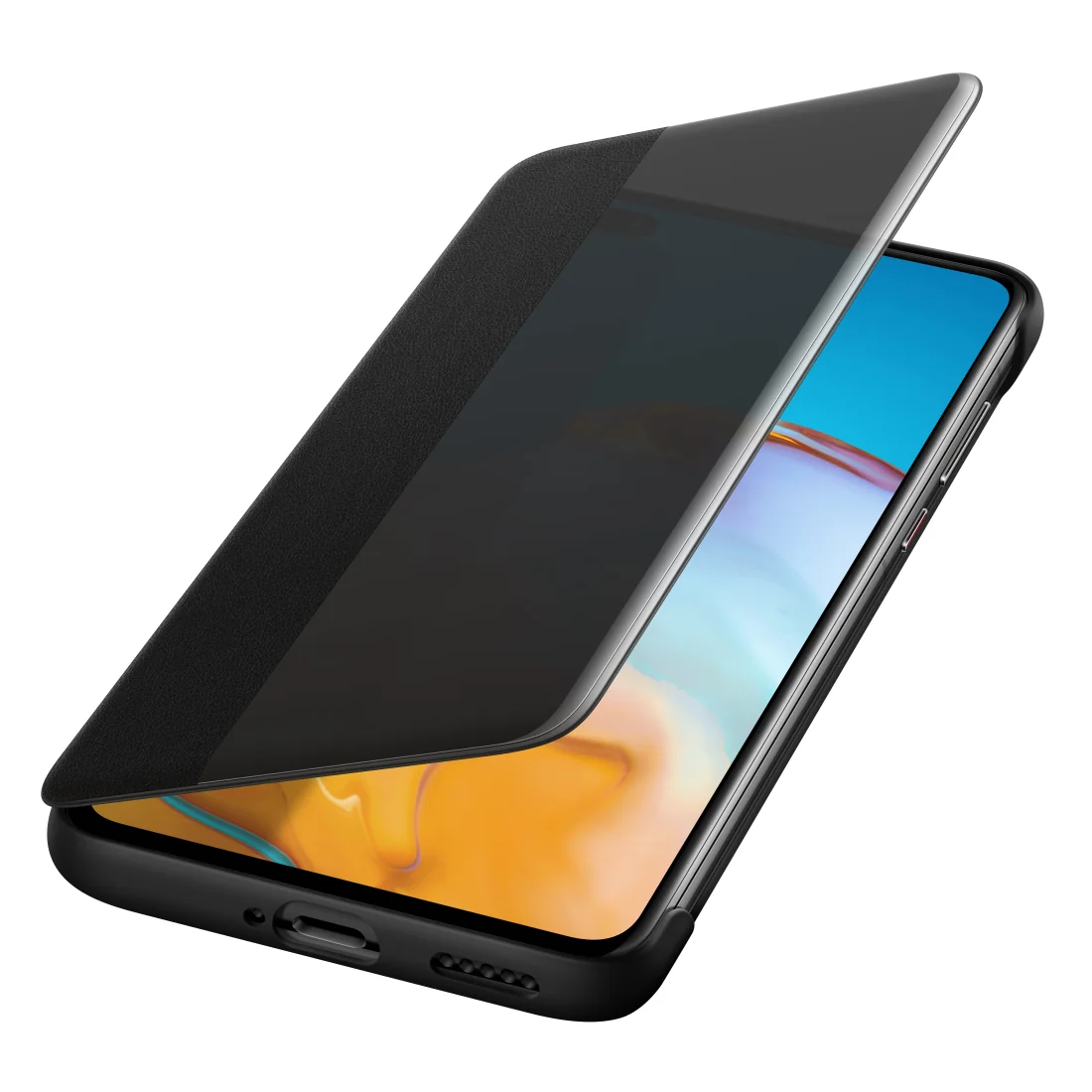 Capa Huawei P40 Smart Flip View Original em Poliuretano Preta - Imagem 3