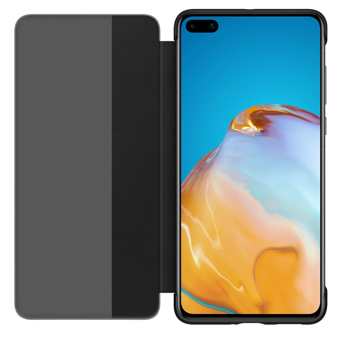 Capa Huawei P40 Smart Flip View Original em Poliuretano Preta - Imagem 2