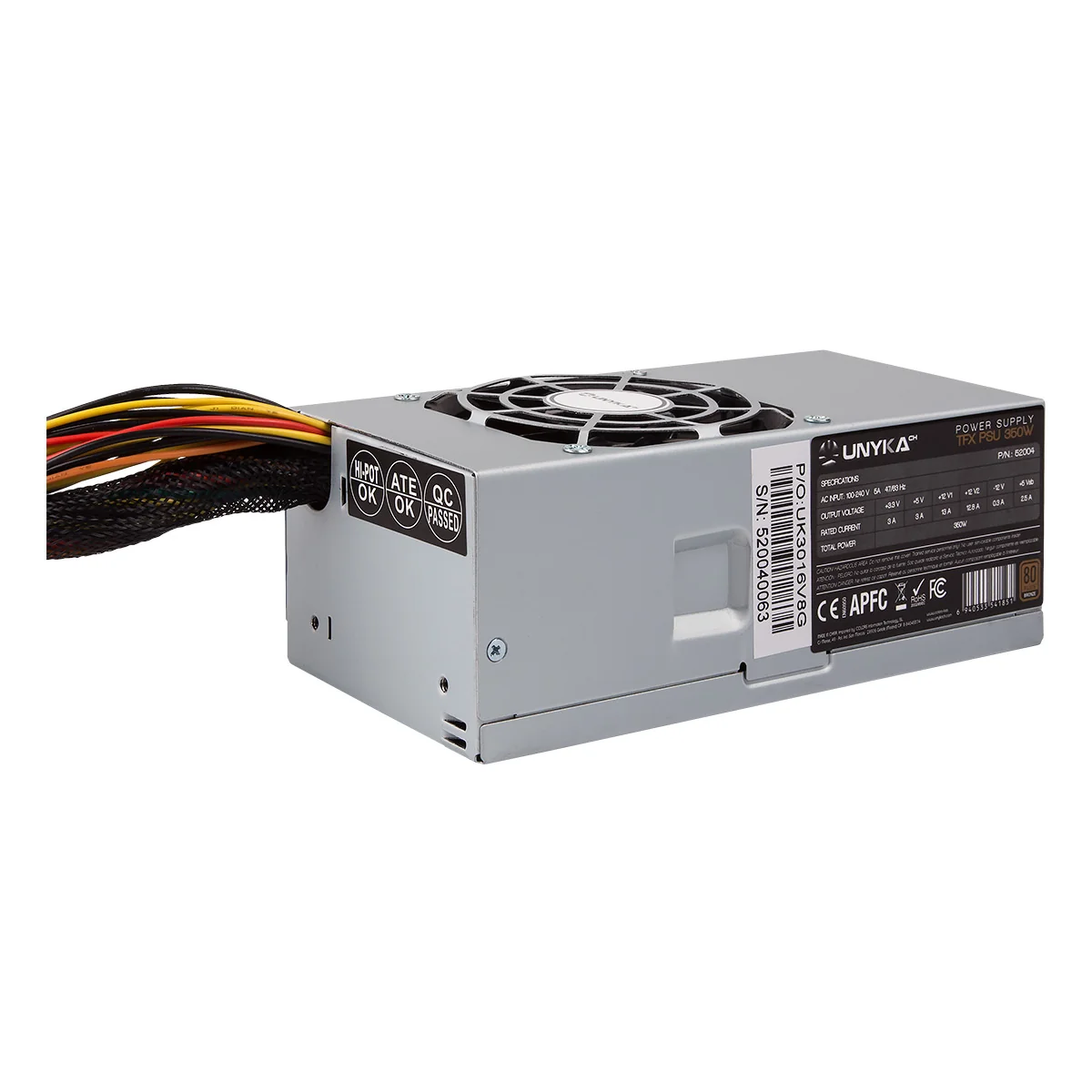 Fonte de alimentação UNYKAch TFX 350W 80 Plus Bronze full range prateada - Imagem 3