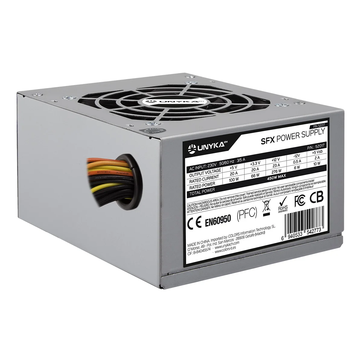 Fonte de Alimentação UNYKAch SFX 450W Ventoinha 8cm ATX 2.3 Prateado - Imagem 4