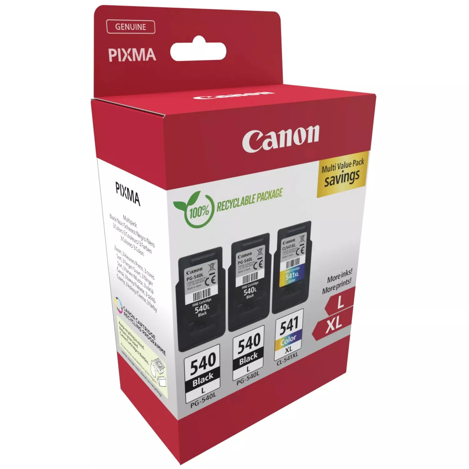 Tinteiro Canon PG-540L Preto x2 + CL-541XL Cores Pack Multipack Original - Imagem 2