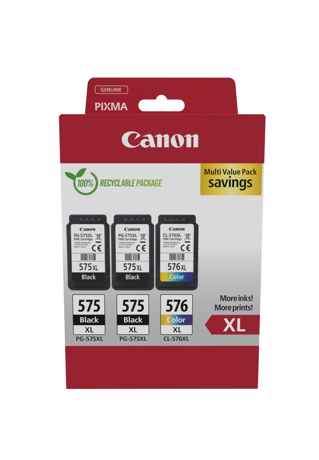 Tinteiro Canon PG-575XL (x2) + CL-576XL Value Pack Original – Preto e Cor XL - Imagem 2