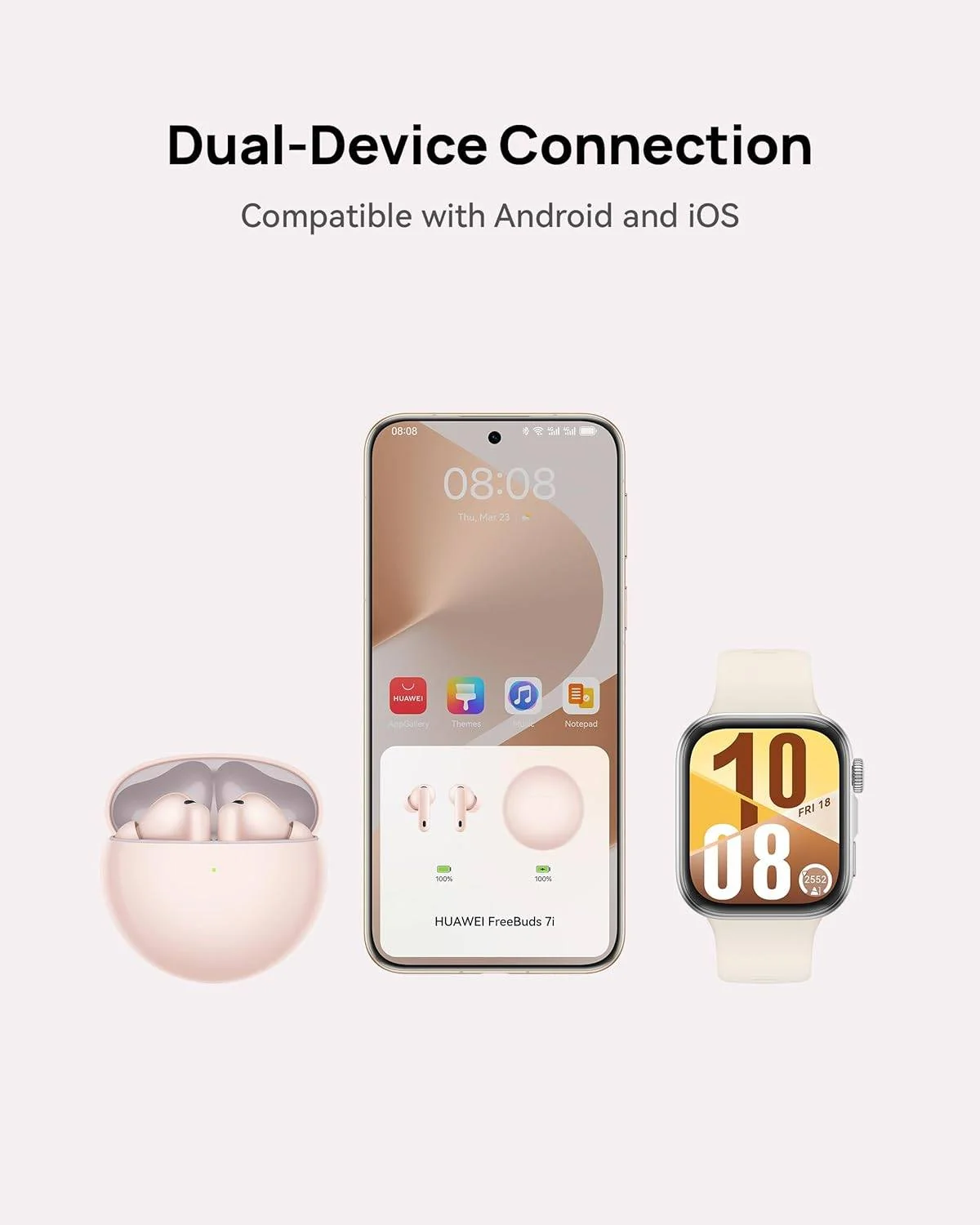 Auriculares Bluetooth Huawei FreeBuds 7i true wireless cancelamento de ruído branco - Imagem 7