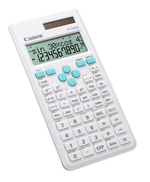 Calculadora científica Canon F-715SG branca e azul 250 funções formato PC - Imagem 2