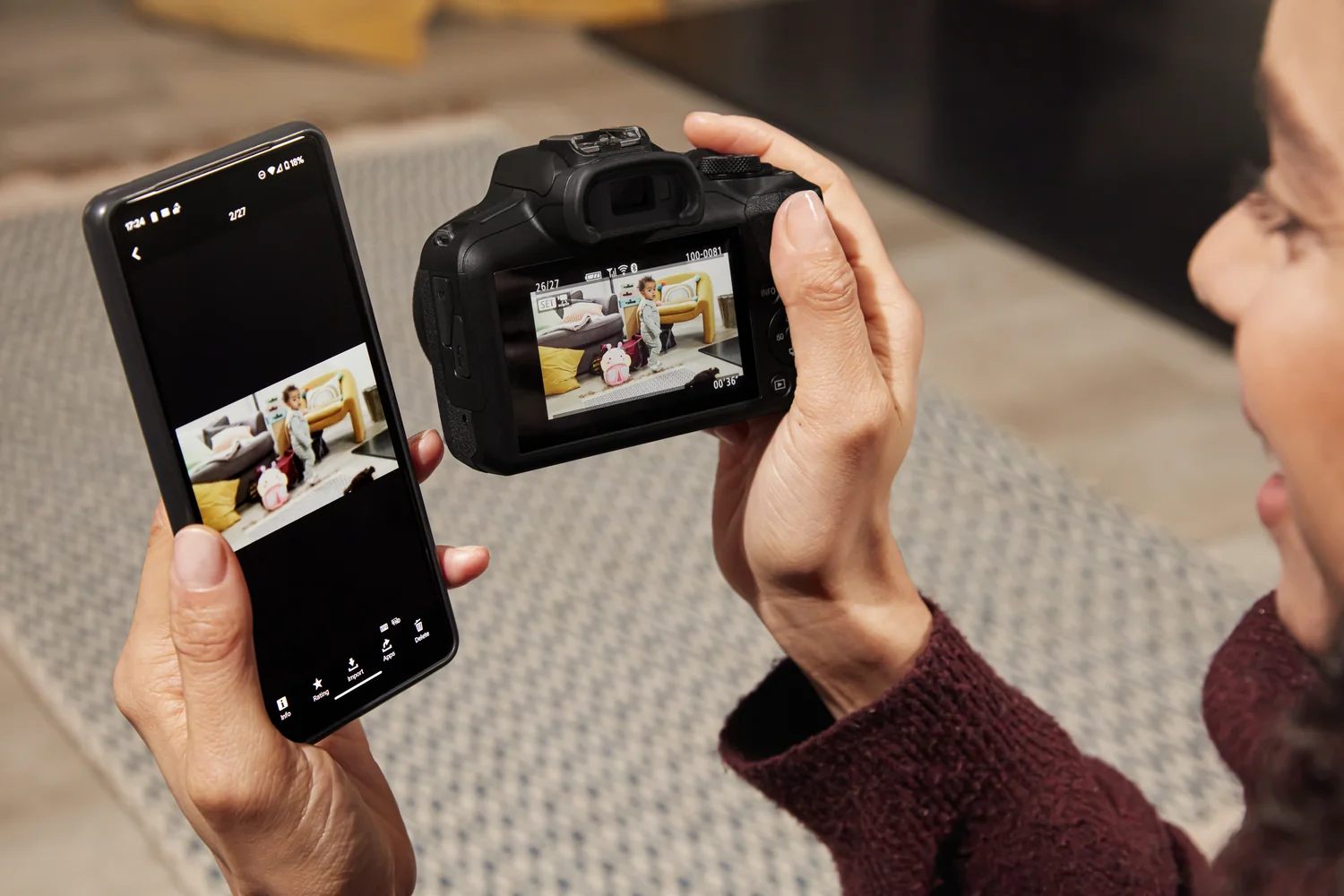 Câmara Mirrorless Canon EOS R100 Kit RF-S 18-45mm IS STM 24.1MP 4K - Imagem 11