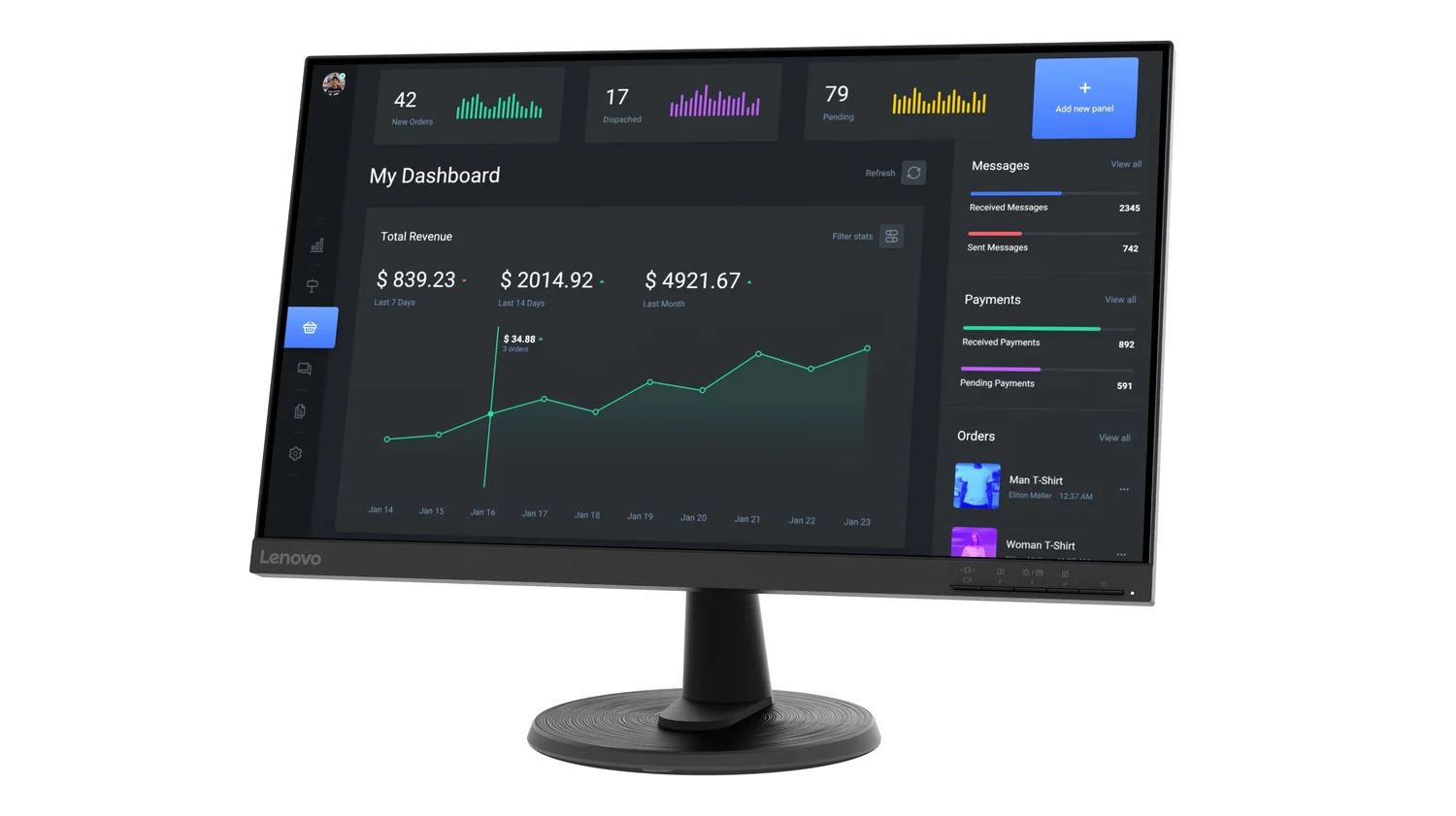 Monitor Lenovo ThinkVision C24-40 23,8" Full HD VA 75Hz AMD FreeSync Filtro Luz Azul Preto - Imagem 3