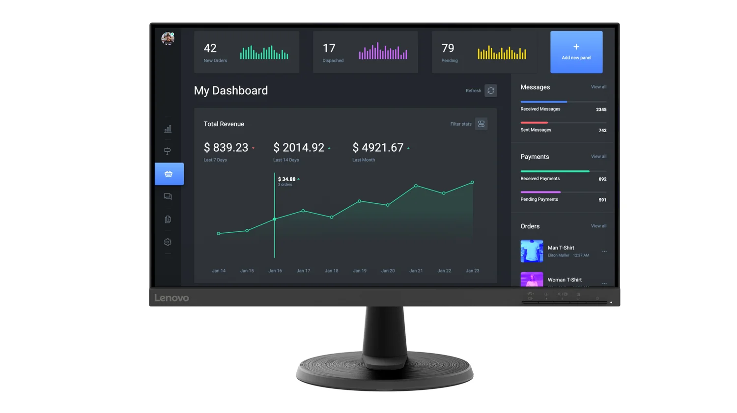 Monitor Lenovo ThinkVision C24-40 23,8" Full HD VA 75Hz AMD FreeSync Filtro Luz Azul Preto