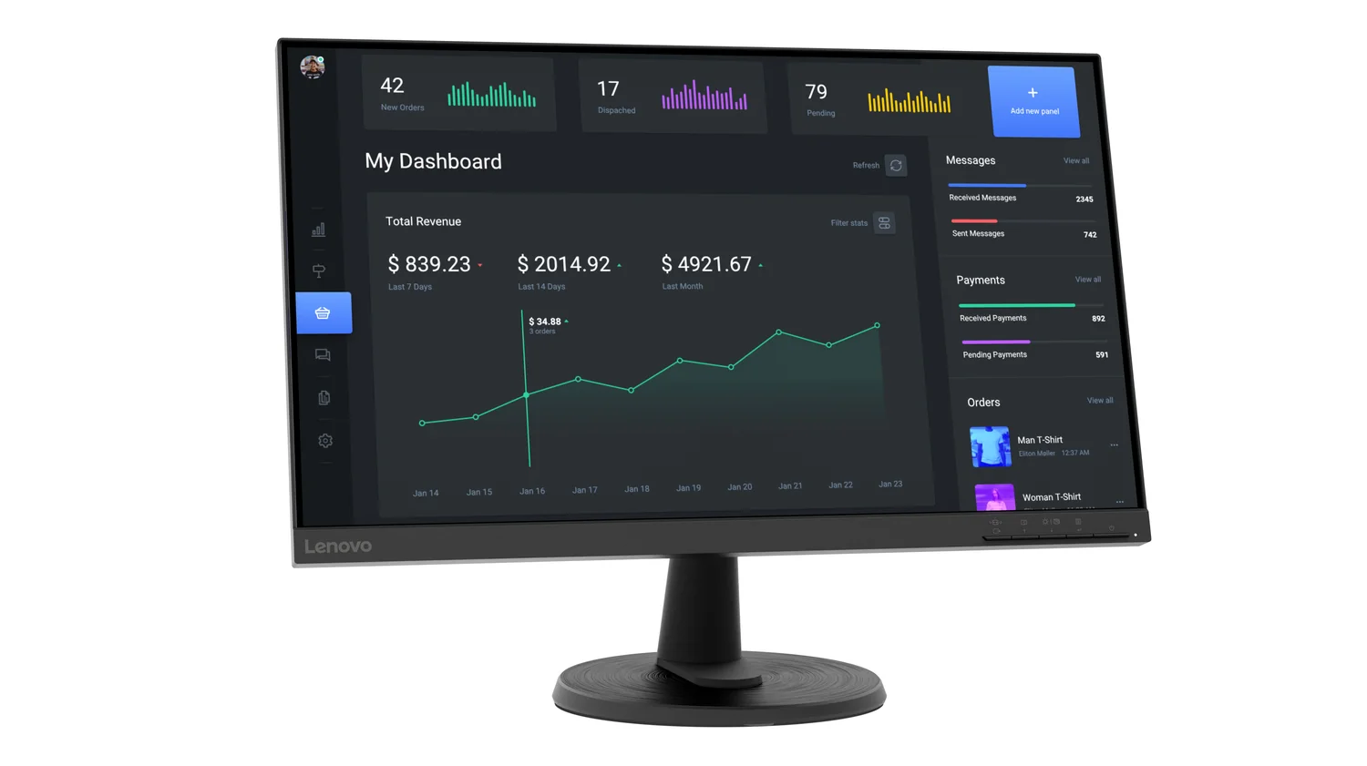Monitor Lenovo ThinkVision C24-40 23,8" Full HD VA 75Hz AMD FreeSync Filtro Luz Azul Preto - Imagem 4