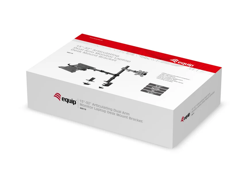 Suporte de Secretária Duplo para Monitor 13"-32" e Portátil Braço Articulado Equip 650119 - Imagem 3