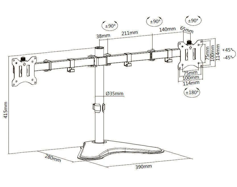 Suporte de Secretária para Dois Monitores 17"-32" com Mola a Gás Equip 650123 - Imagem 8