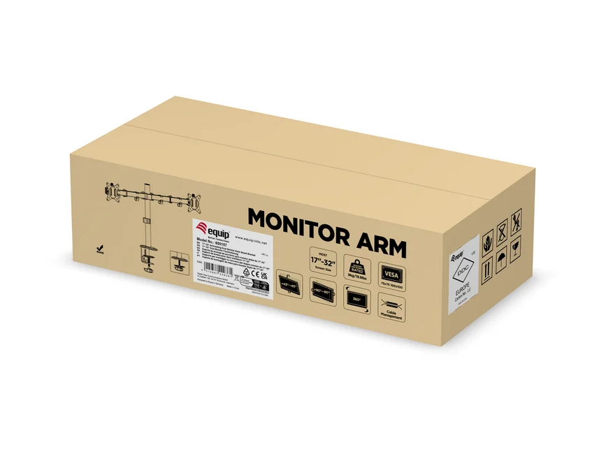 Suporte de Monitor Duplo Articulado para Secretária 17"-32" com Rotação 360° – Equip - Imagem 10