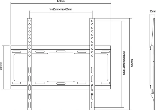 Suporte de parede TV Equip 650310 fixo ecrã plano 32"-55" VESA 400x400 40kg - Imagem 2