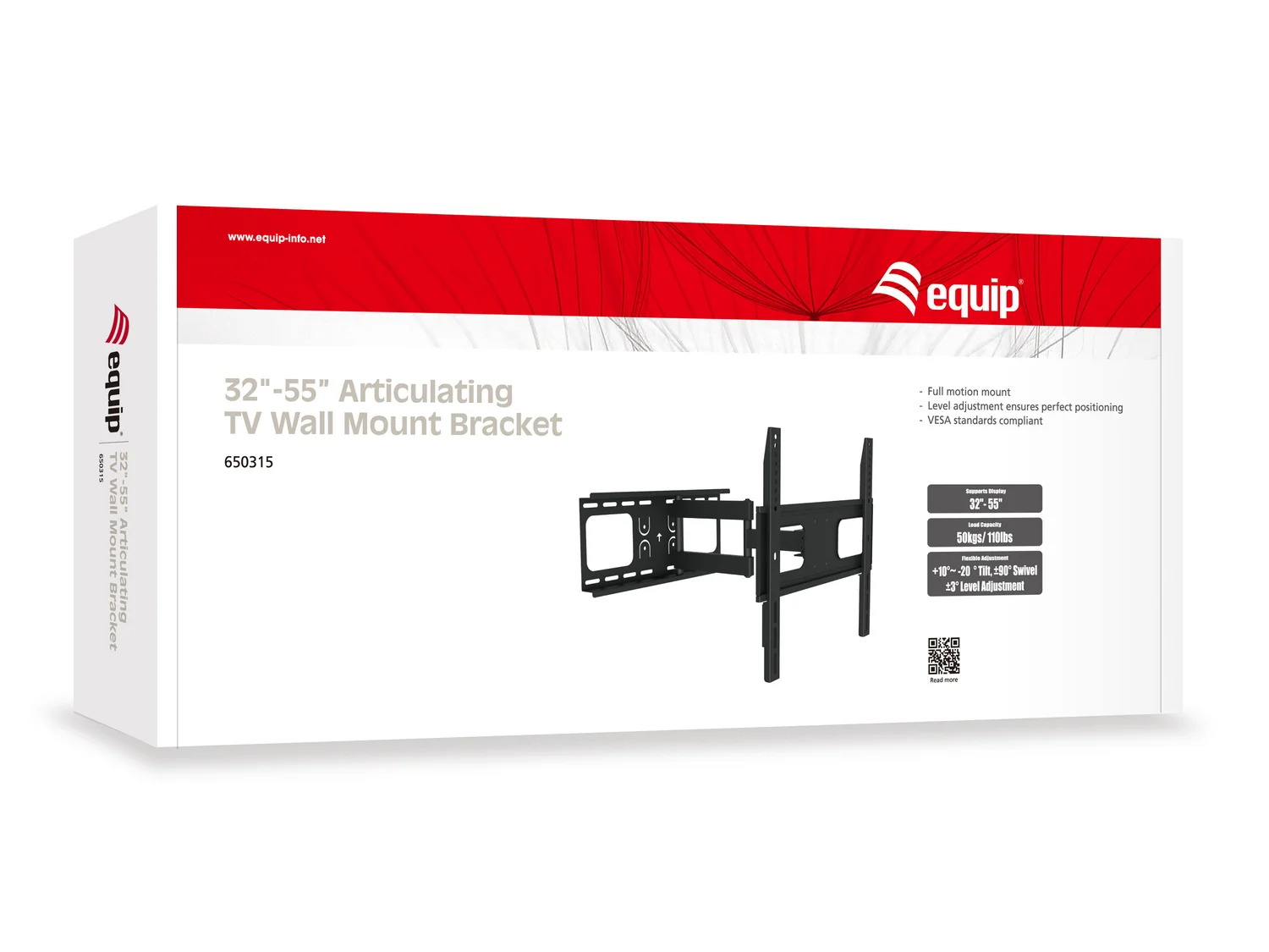 Suporte de Parede para TV Articulado 32"-55" Ecrã Curvo ou Plano até 50 kg – Equip - Imagem 5