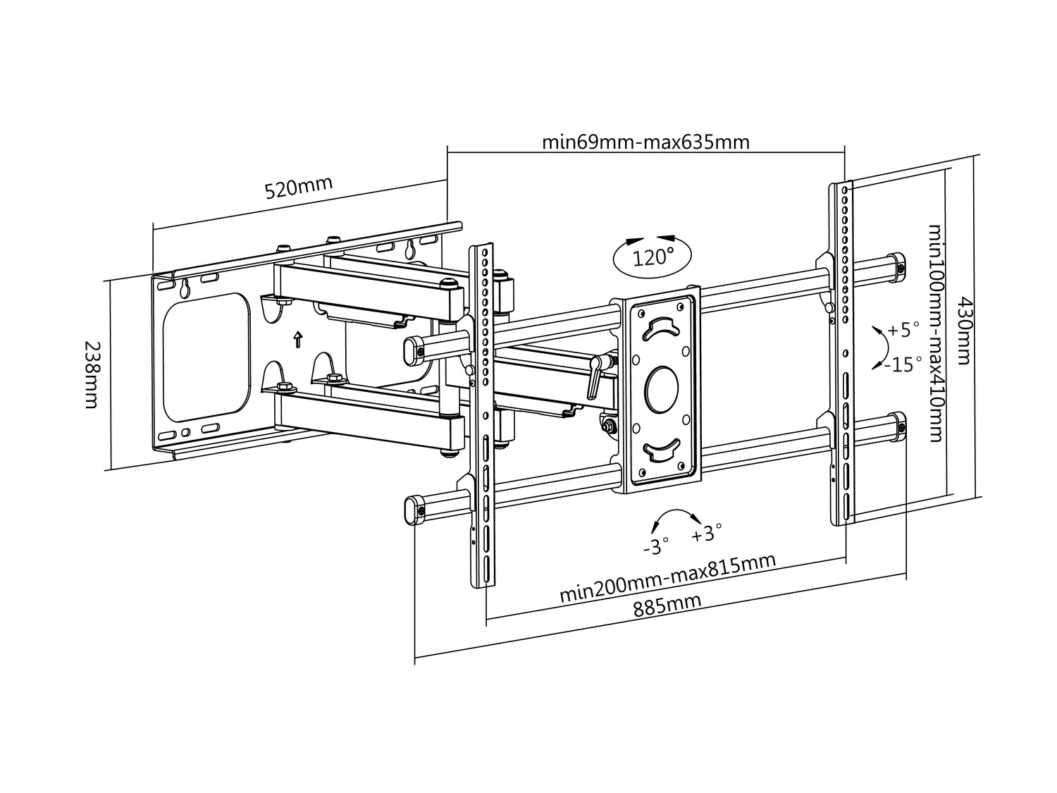 Suporte de Parede para TV Equip 37"-90" com Inclinação e Rotação (650324) - Imagem 10
