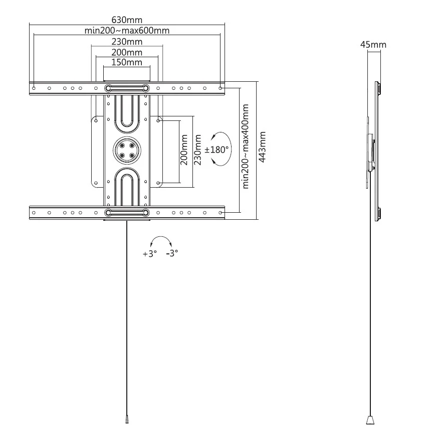 Suporte de parede TV Equip 650331 rotativo universal 37"-80" VESA 600x400 - Imagem 9