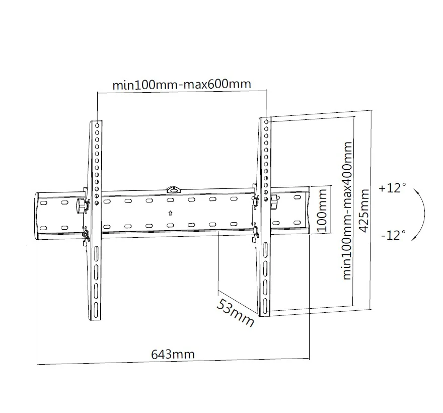 Suporte de Parede para TV com Inclinação 37"-75" até 40 kg em Aço Inoxidável – Equip - Imagem 8