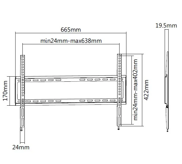Suporte de parede para TV Equip 650333 fixo 37"-70" VESA 600x400 35 kg preto - Imagem 7
