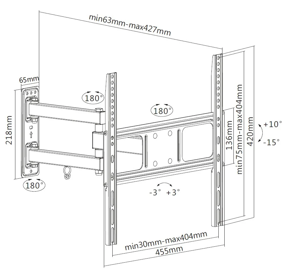 Suporte de Parede para TV Equip 650341 Articulado 32"-55" Inclinação e Rotação - Imagem 8