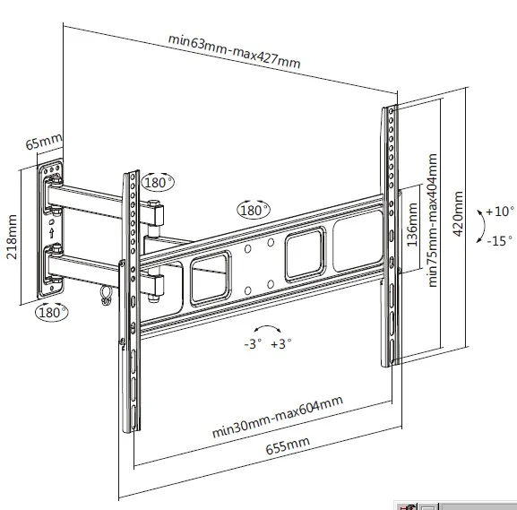 Suporte parede TV Equip 650342 Articulado 37"-70" até 35kg Preto - Imagem 8
