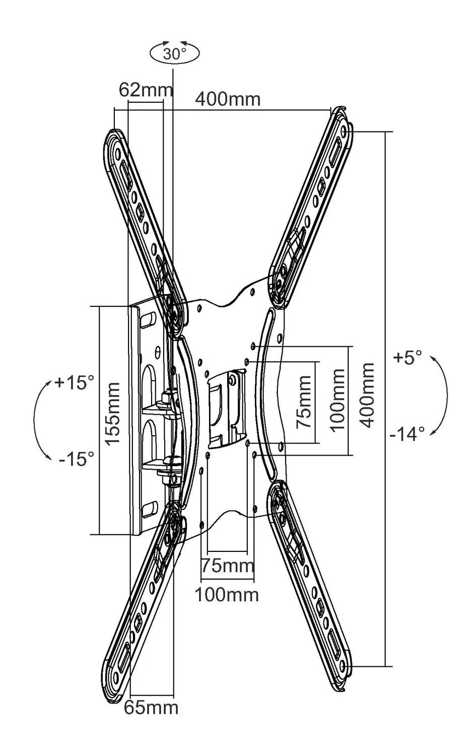 Suporte de Parede Articulado para TV 23"-55" Equip – Inclinação e Rotação, VESA até 400x400 mm - Imagem 5
