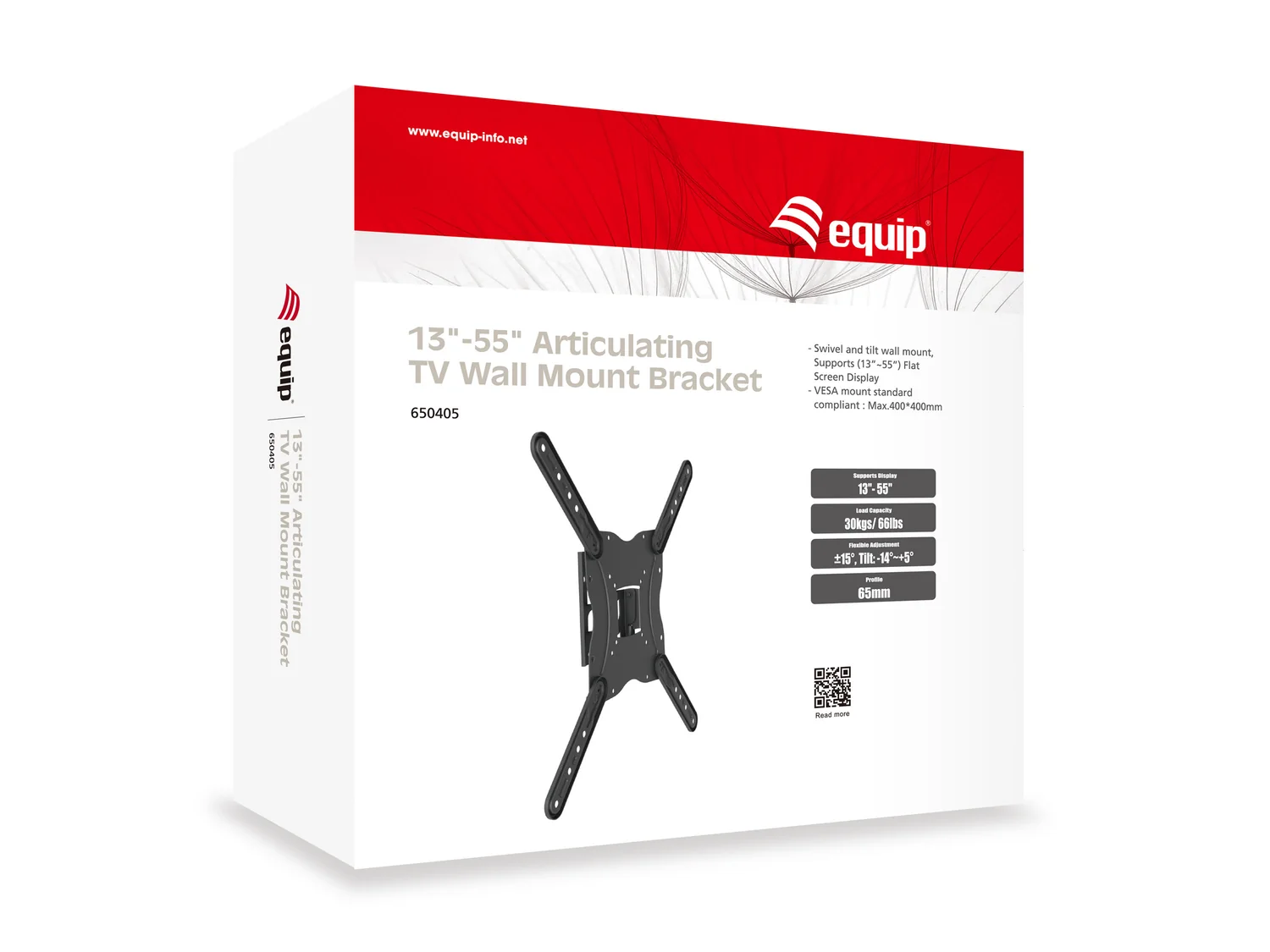 Suporte de Parede Articulado para TV 23"-55" Equip – Inclinação e Rotação, VESA até 400x400 mm - Imagem 2