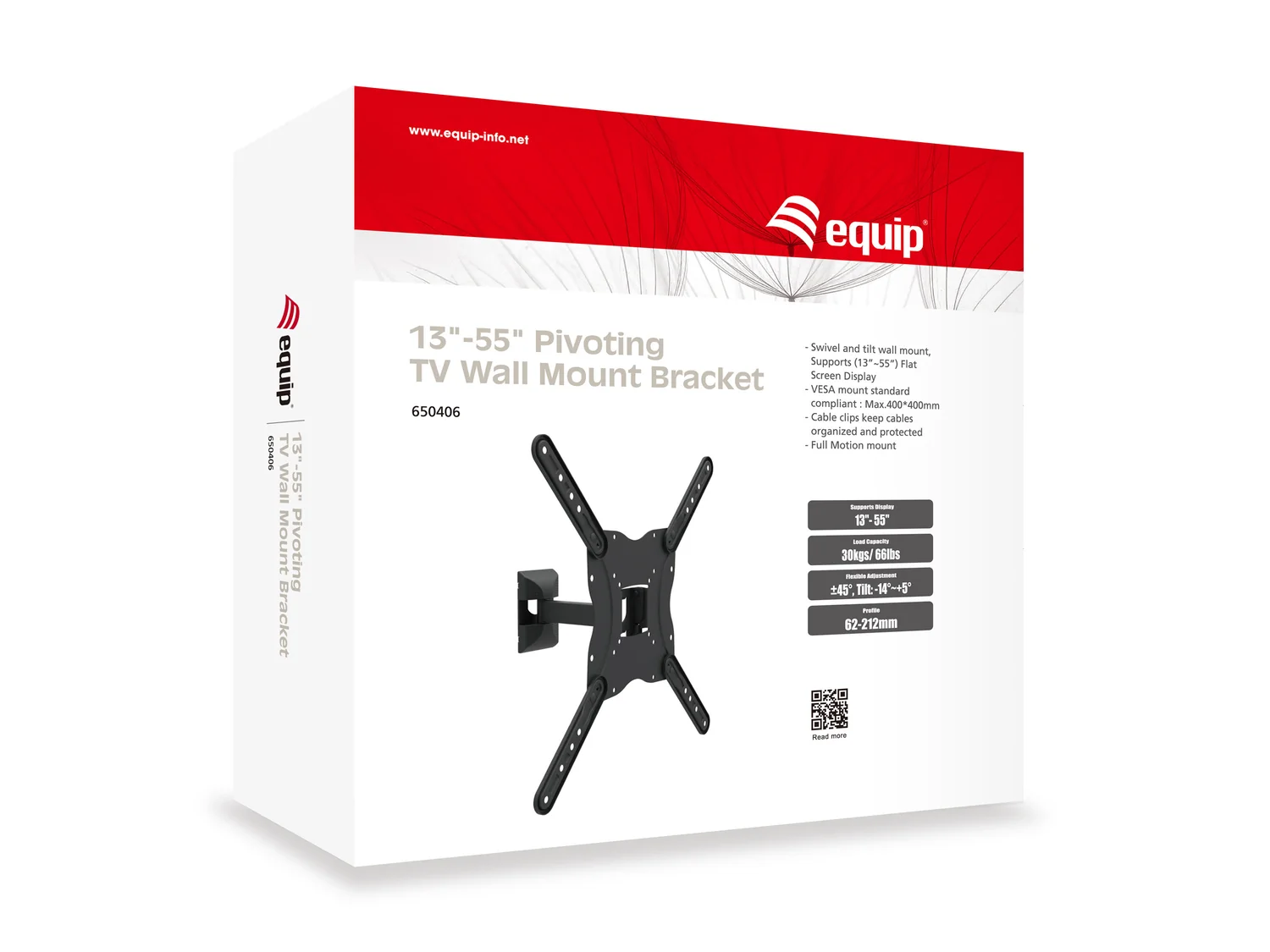 Suporte de Parede Pivotante para TV 23"-55" Equip – Rotação 45°, Gestão de Cabos, VESA 400x400 mm - Imagem 3