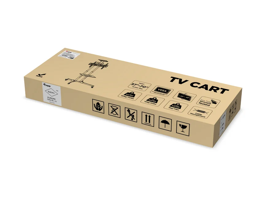 Carrinho de Chão para TV 37"-70" Equip – Móvel com Rodas, Prateleira Ajustável, 50 kg - Imagem 6