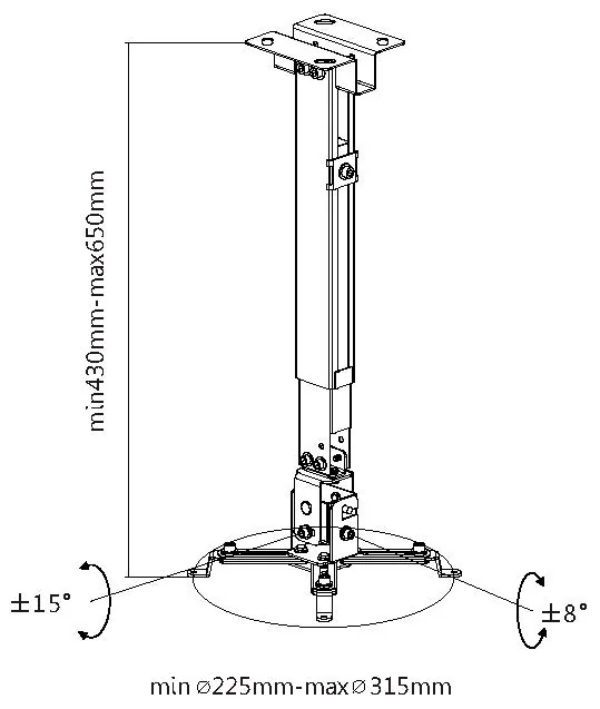 Suporte de Parede para Projetor Universal Equip – Braço Ajustável, Inclinação ±15°, Preto - Imagem 5