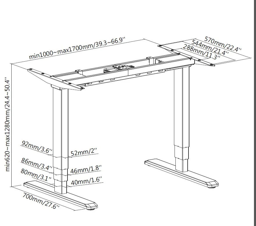 Estrutura elétrica de secretária Equip ERGO 3WAY sit-stand com motor duplo cinzento - Imagem 7