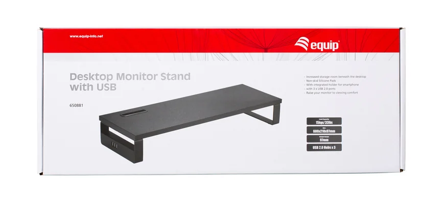 Suporte de Monitor para Secretária Equip com Hub USB 2.0 – Ergonómico, 3 Portas, 60 cm - Imagem 7