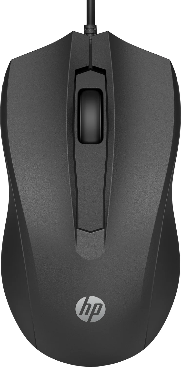 Rato Com Fios HP 100 USB Ótico 1600 DPI Ambidestro Preto