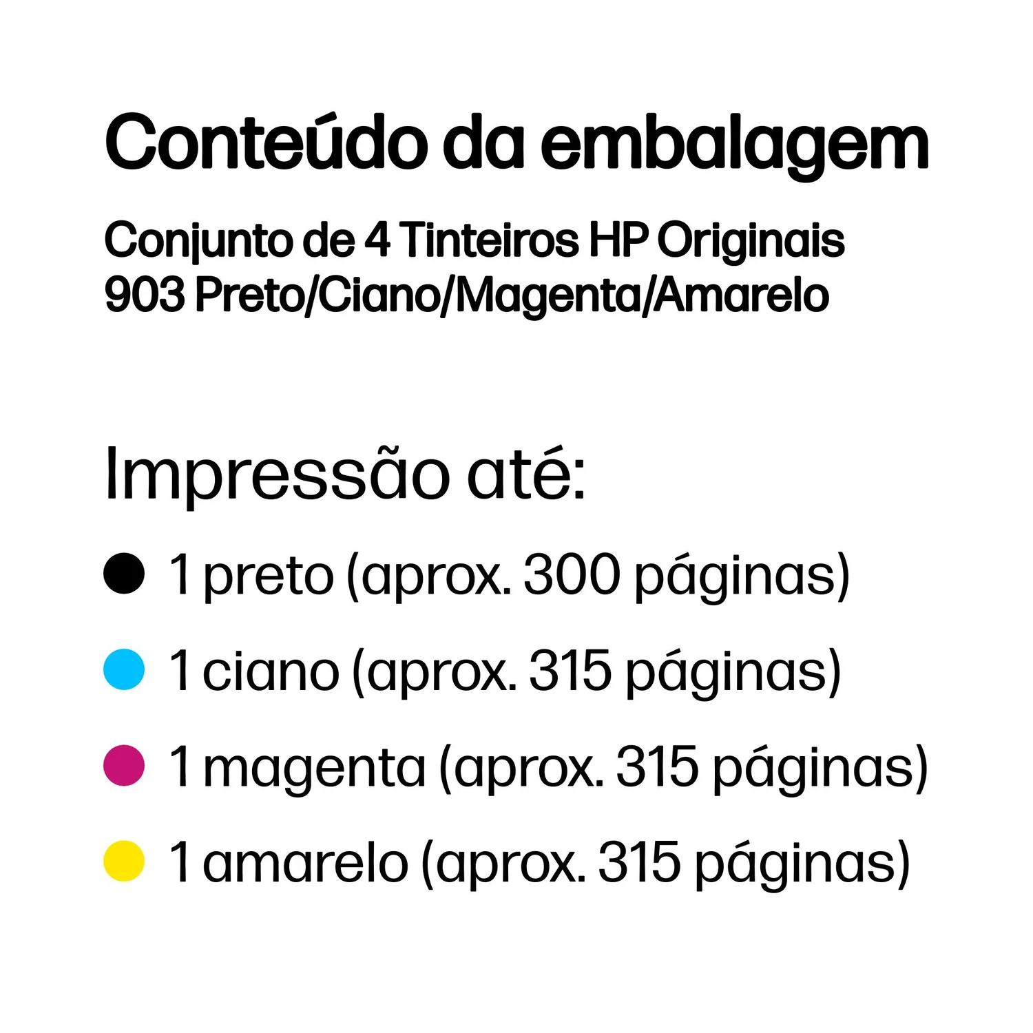 Conjunto de 4 Tinteiros HP 903 Originais Preto Ciano Magenta Amarelo para OfficeJet 6950 - Imagem 3
