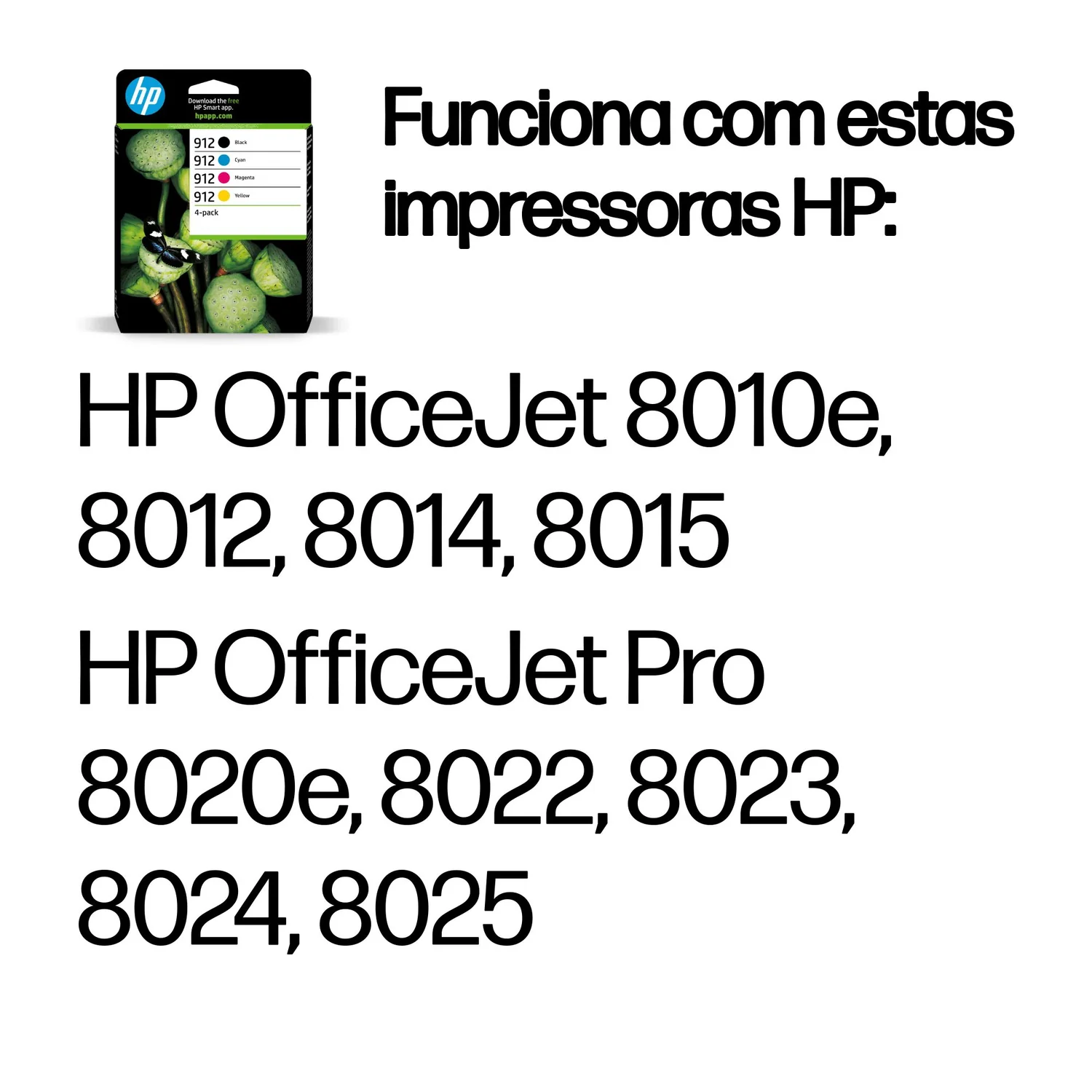 Pack de 4 Tinteiros HP 912 Original CMYK (Preto, Ciano, Magenta, Amarelo) Rendimento Padrão - Imagem 2