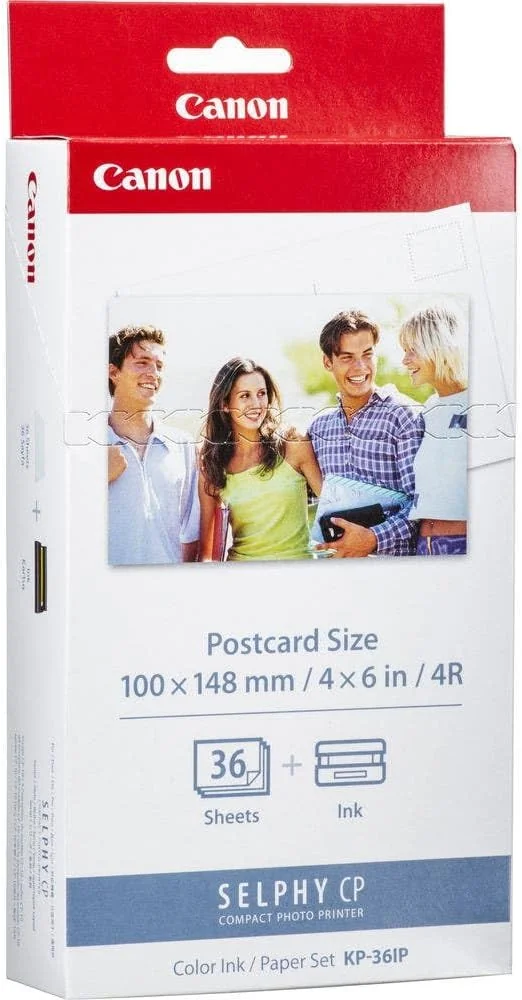Pack Papel e Tinteiro Canon KC-36IP SELPHY 36 Impressões Cartão de Crédito