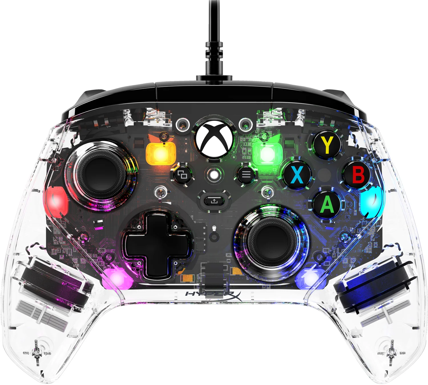 Comando Gaming RGB com Fios HyperX Clutch Gladiate para Xbox One e Xbox Series X Transparente - Imagem 1