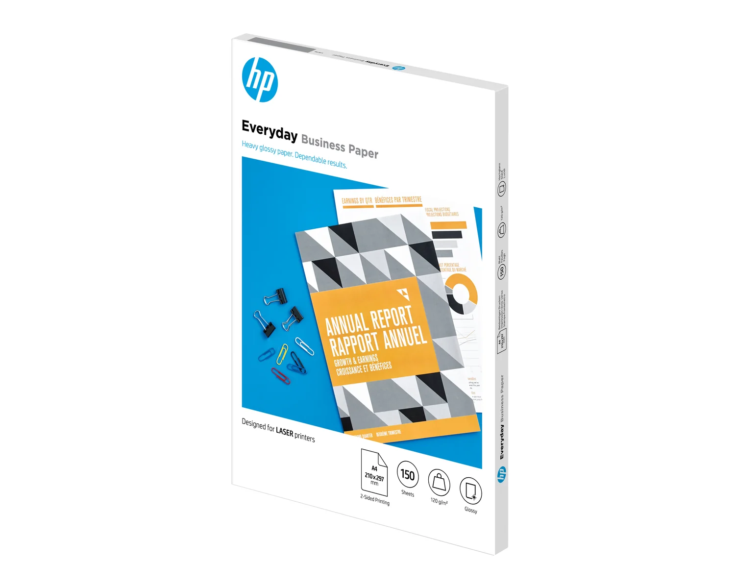 Papel HP Everyday Brilhante Laser A4 120g/m2 150 folhas FSC - Imagem 1