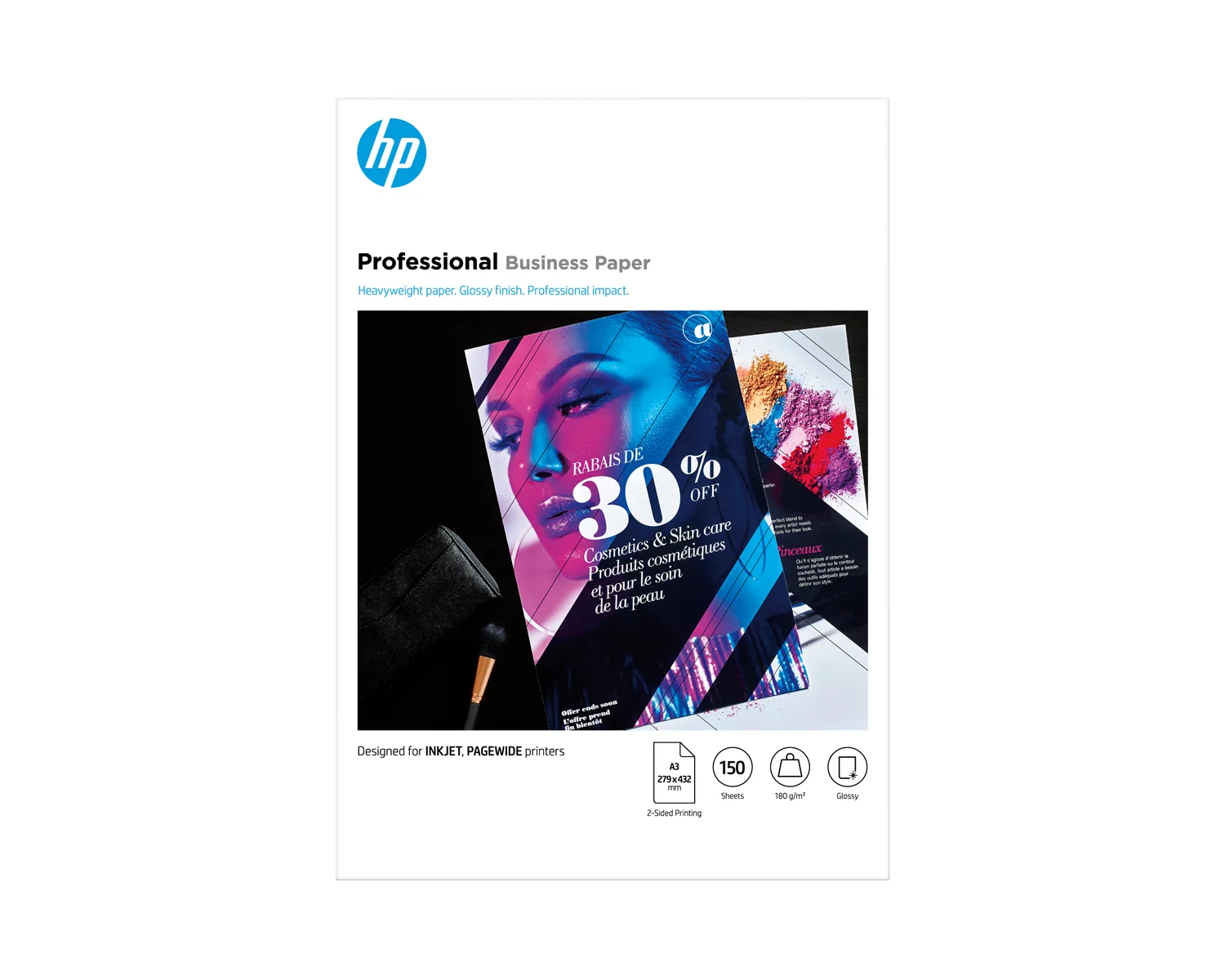 Papel HP Professional Brilhante A3 180g/m2 150 folhas FSC Multiusos - Imagem 1
