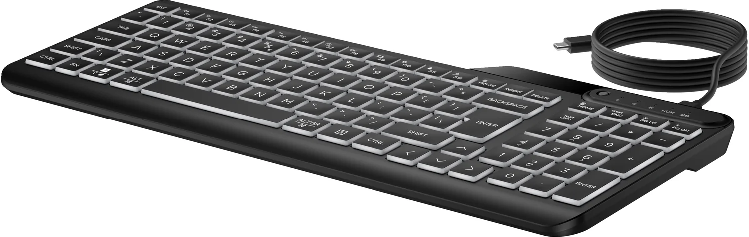 Teclado com Fios HP 405 Retroiluminado Multidispositivo USB-C Preto - Imagem 2